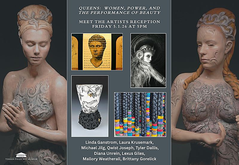 Queens: Women, Power and the Performance of Beauty, exploring identity, strength, and the evolving roles of women through contemporary art, featuring The Spirit of Winter, Pleiadian Queen, Pratt, KS, May 1, 2026 - July 3, 2026