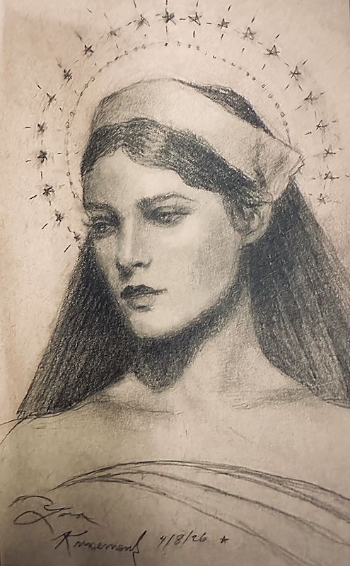 Close up face showing graphite texture